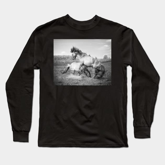 Horsepower in black & white Long Sleeve T-Shirt by hton